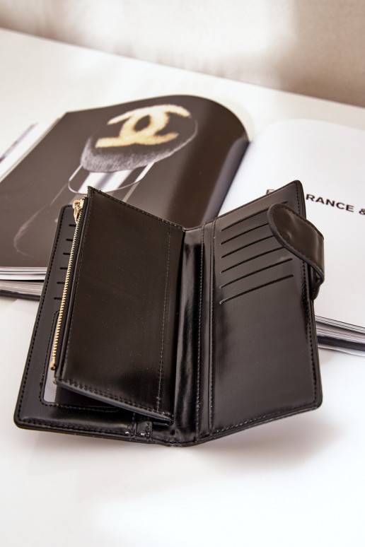 Moteriška piniginė iš eko odos juodos spalvos Kalinessa