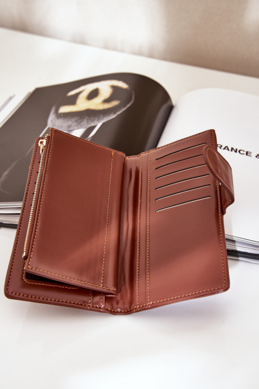 Moteriška piniginė iš eko odos rudos spalvos Kalinessa Moteriška piniginė iš eko odos rudos spalvos Kalinessa