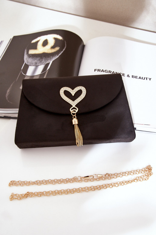 Rankinė voko tipo Su puošniais su širdelėmism iš eko zomšosoĮa juoda Evilinas Rankinė voko tipo Su puošniais su širdelėmism iš eko zomšosoĮa juoda Evilinas