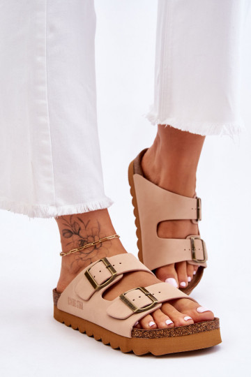 Klasikinio modelio moteriškos šlepetės Big Star LL274478 smėlio spalvos 2