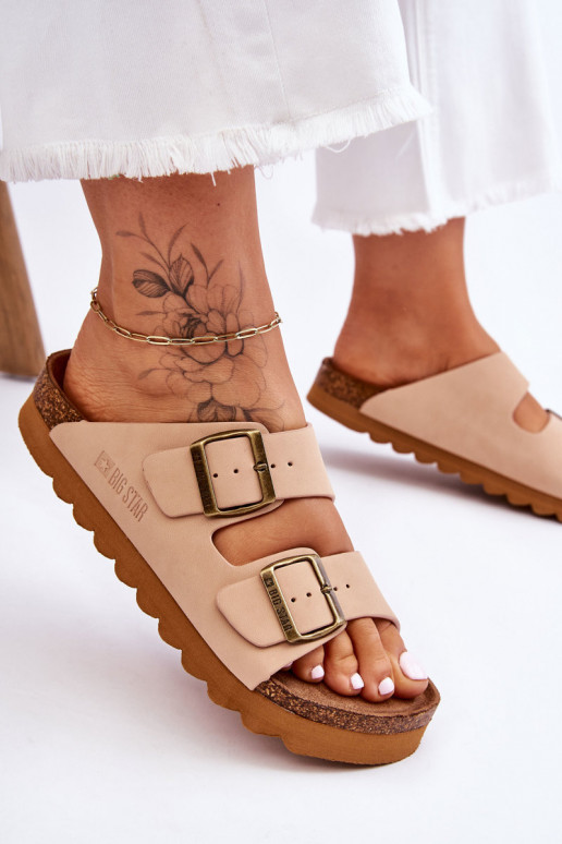 Klasikinio modelio Moteriškas Šlepetės Big Star LL274478 smėlio spalvos