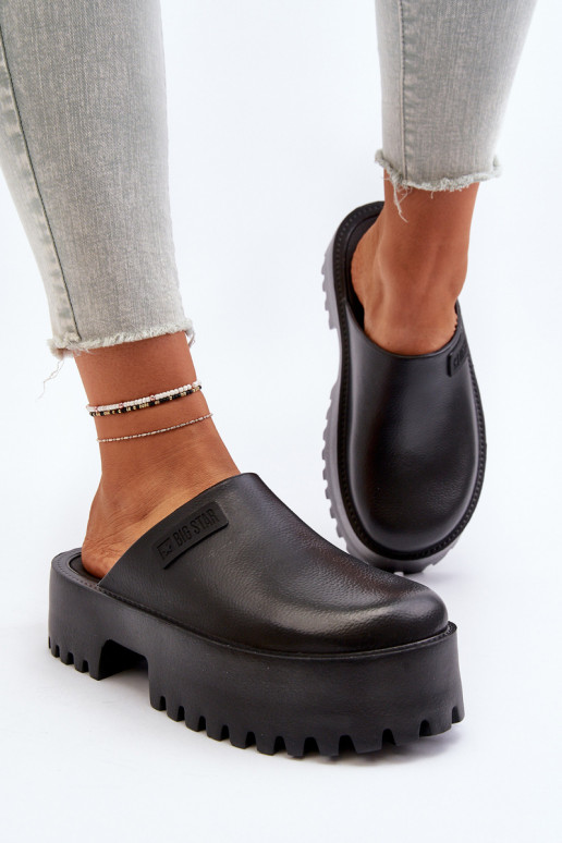 Moteriškas Šlepetės su madingais masyviais padais Big Star NN274014 juodos spalvos