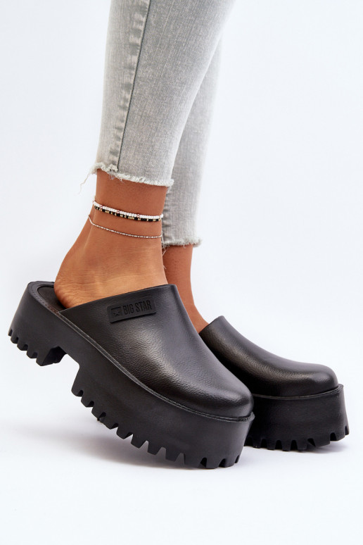 Moteriškas Šlepetės su madingais masyviais padais Big Star NN274014 juodos spalvos