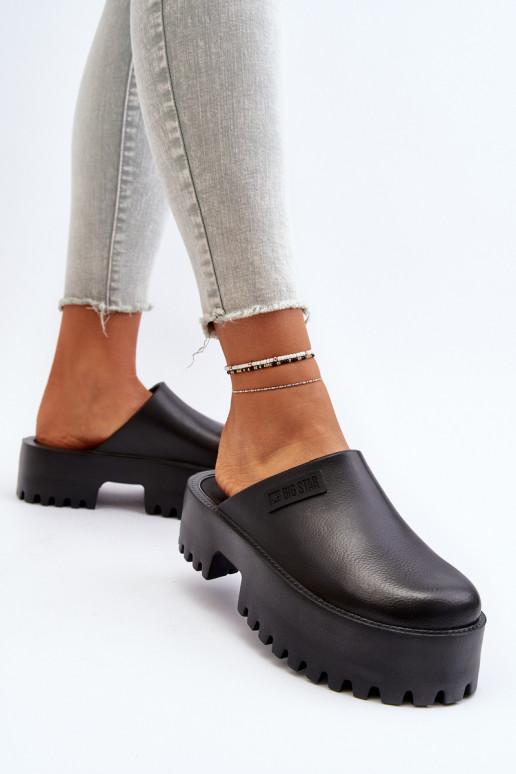 Moteriškas Šlepetės su madingais masyviais padais Big Star NN274014 juodos spalvos