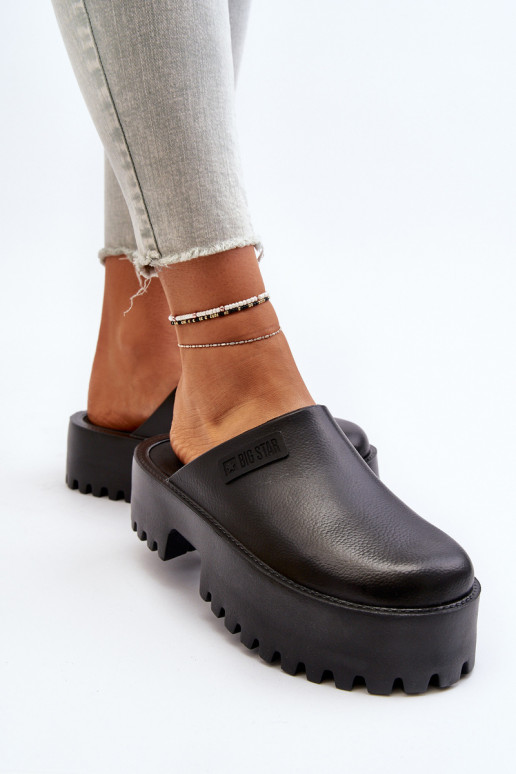 Moteriškas Šlepetės su madingais masyviais padais Big Star NN274014 juodos spalvos