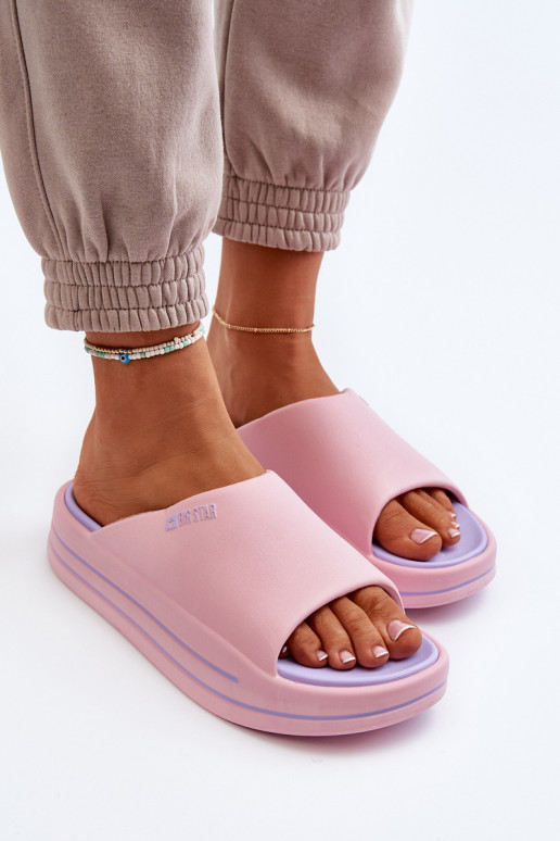 Moteriškos šlepetės su platforma Big Star NN274A035 rožinės spalvos