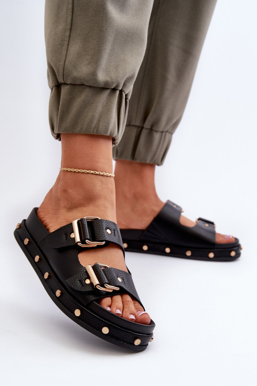 Moteriškos šlepetės su platforma Big Star NN27402 juodos spalvos Moteriškos šlepetės su platforma Big Star NN27402 juodos spalvos