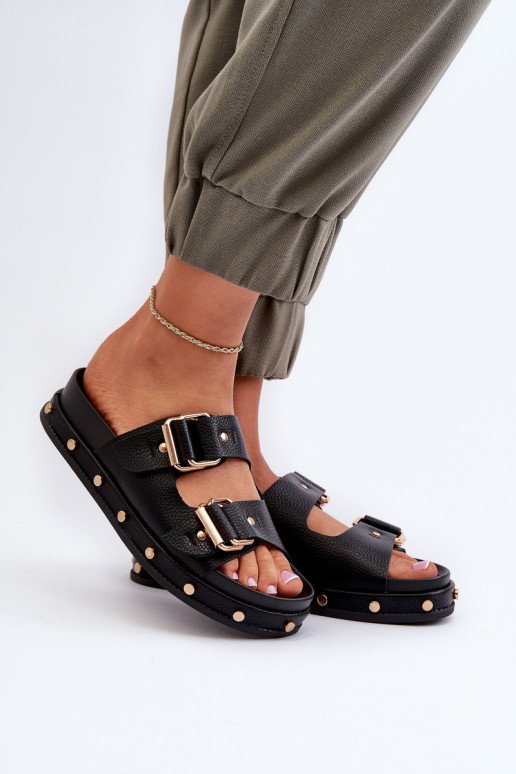 Moteriškos šlepetės su platforma Big Star NN27402 juodos spalvos Moteriškos šlepetės su platforma Big Star NN27402 juodos spalvos