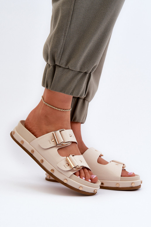 Moteriškos šlepetės su platforma Big Star NN274083 smėlio spalvos