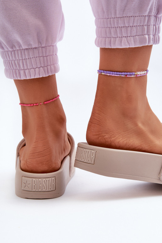 Moteriškas Šlepetės su platforma iš zomšos Big Star NN274A671 smėlio spalvos