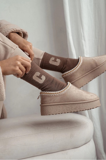 Kojinės Moteriškas Frotte Z Literą C rudos spalvos