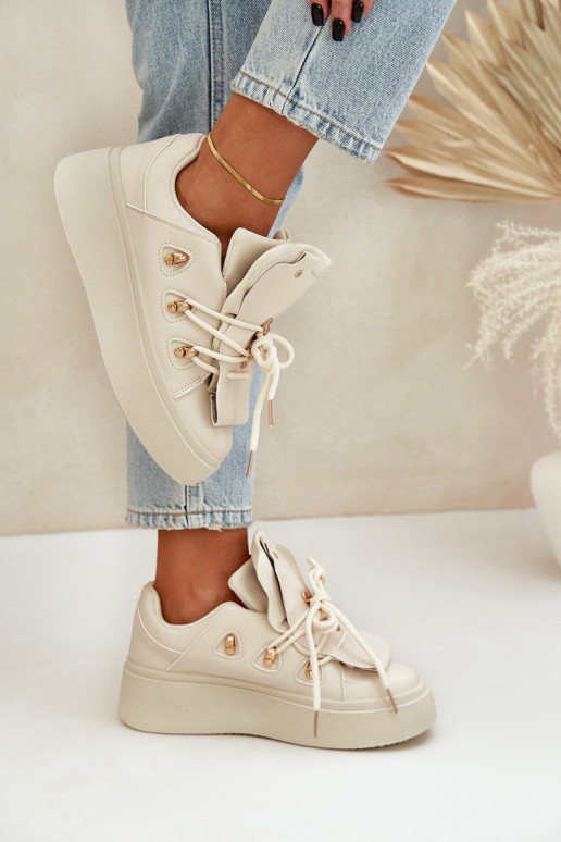 Sneakers modelio batai Moteriškas su platforma smėlio spalvos Dolistana