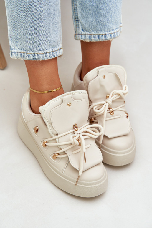 Sneakers modelio batai Moteriškas su platforma smėlio spalvos Dolistana