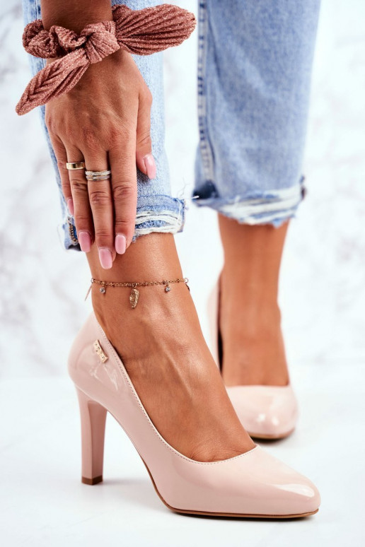 Bateliai Moteriškas Sergio Leone su lako efektu su kulniukais smėlio spalvos Campbell