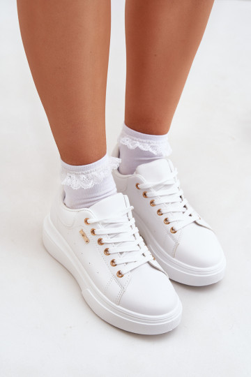 Sneakers modelio batai Moteriškas su platforma iš eko odos baltos spalvos Lelandine