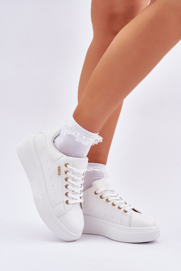 Sneakers modelio batai Moteriškas su platforma iš eko odos baltos spalvos Lelandine 2