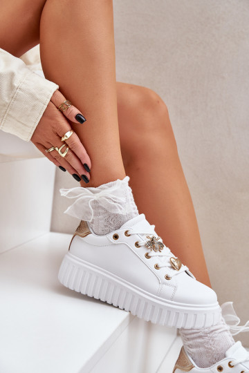 Sneakers modelio batai Moteriškas Z Przypinkami baltos spalvos Grelesi