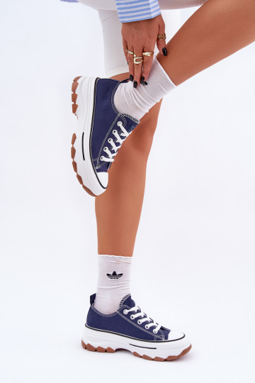 Žemas Laisvalaikio bateliai su platforma tamsiai mėlynos spalvos AradĮin 2