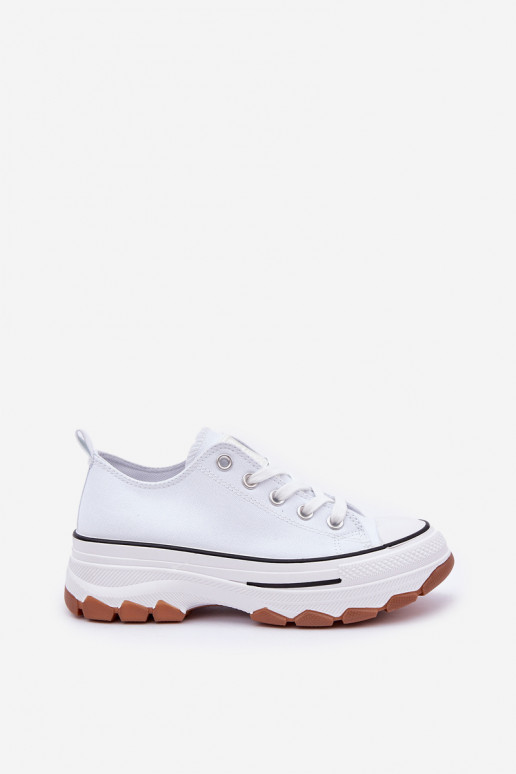 Žemas Laisvalaikio bateliai su platforma baltos spalvos AradĮin