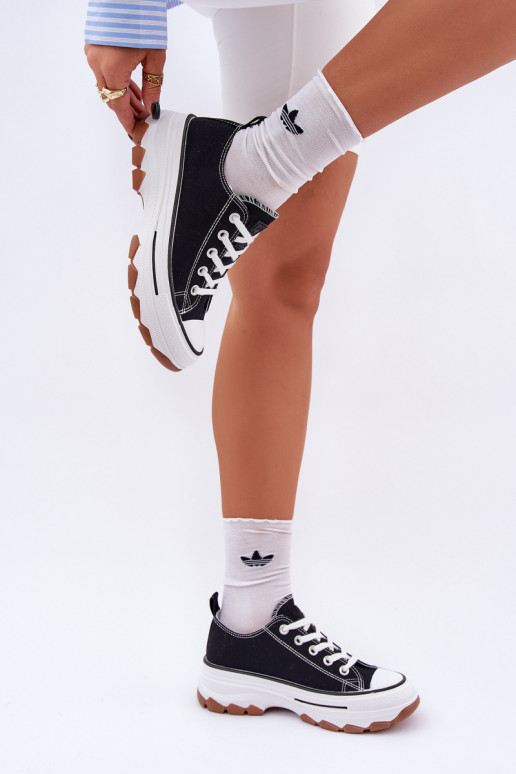 Žemas Laisvalaikio bateliai su platforma juodos spalvos AradĮin