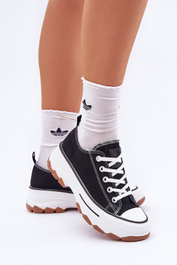 Žemas Laisvalaikio bateliai su platforma juodos spalvos AradĮin 2