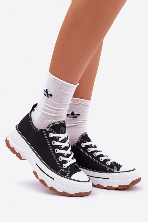 Žemas Laisvalaikio bateliai su platforma juodos spalvos AradĮin