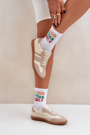 Žemas Sneakers modelio batai Moteriškas iš eko odos smėlio spalvos Nonalorin 2