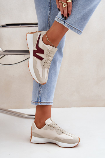 sportiniai bateliai Sneakers modelio batai Moteriškas smėlio spalvos-bordo spalvos Britma
