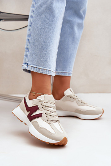 sportiniai bateliai Sneakers modelio batai Moteriškas smėlio spalvos-bordo spalvos Britma 2