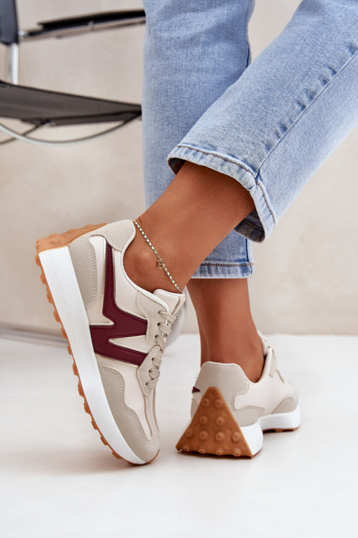 sportiniai bateliai Sneakers modelio batai Moteriškas smėlio spalvos-bordo spalvos Britma