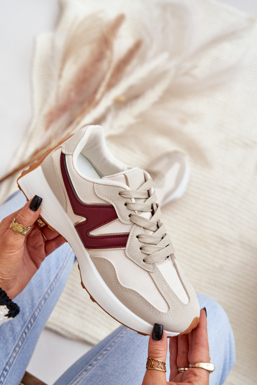 sportiniai bateliai Sneakers modelio batai Moteriškas smėlio spalvos-bordo spalvos Britma