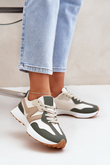 sportiniai bateliai Sneakers modelio batai Moteriškas smėlio spalvos-žalios spalvos Britma