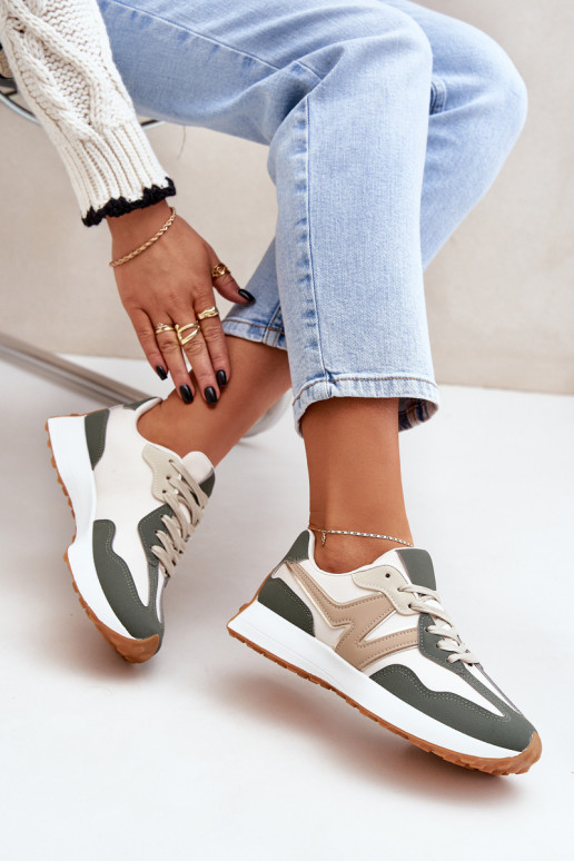 sportiniai bateliai Sneakers modelio batai Moteriškas smėlio spalvos-žalios spalvos Britma