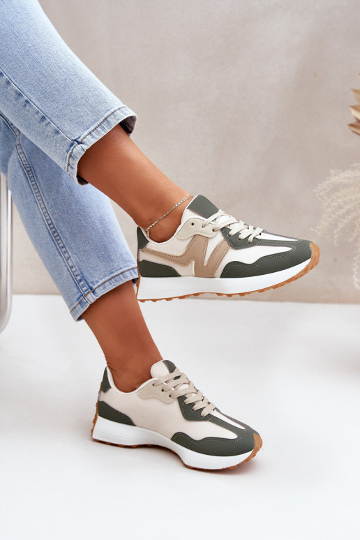 sportiniai bateliai Sneakers modelio batai Moteriškas smėlio spalvos-žalios spalvos Britma