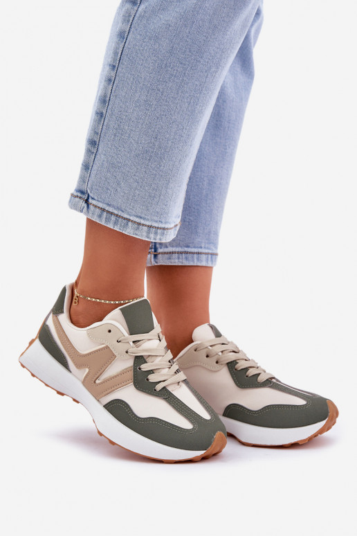 sportiniai bateliai Sneakers modelio batai Moteriškas smėlio spalvos-žalios spalvos Britma