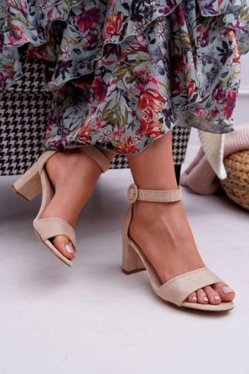 Moteriškos zomšinės aukštakulnės basutės smėlio spalvos Lexi 2