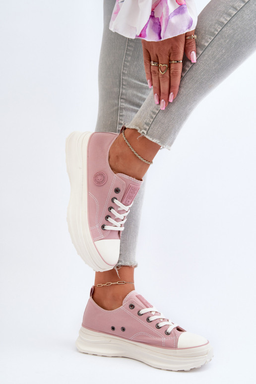 Moteriški batai su madingais masyviais padais Big Star NN274129 rožinės spalvos