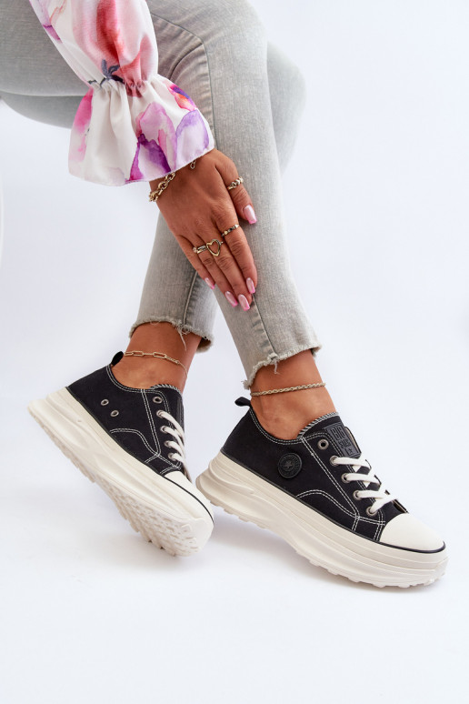 Moteriški batai su madingais masyviais padais Big Star NN274125 juodos spalvos