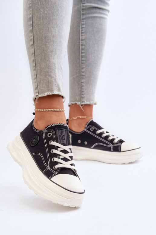 Moteriški batai su madingais masyviais padais Big Star NN274125 juodos spalvos