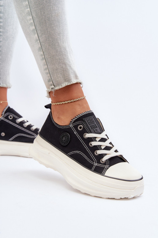 Moteriški batai su madingais masyviais padais Big Star NN274125 juodos spalvos