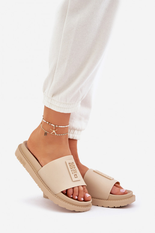 Moteriškos šlepetės Big Star LL274A210 smėlio spalvos