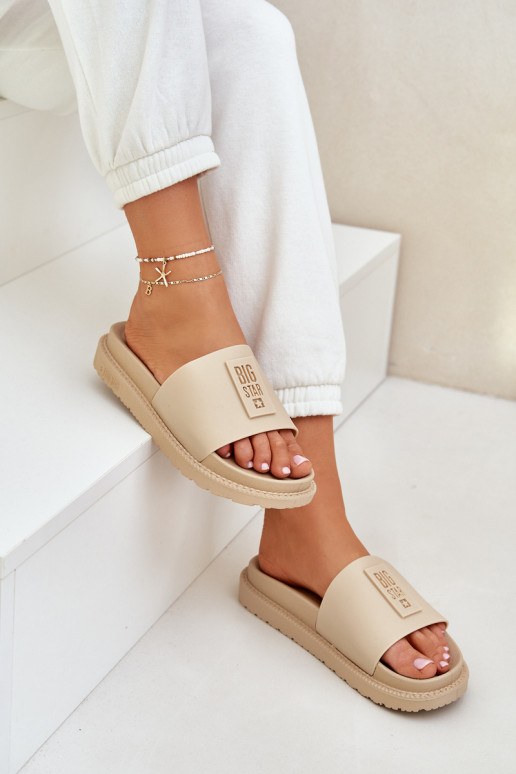 Moteriškos šlepetės Big Star LL274A210 smėlio spalvos