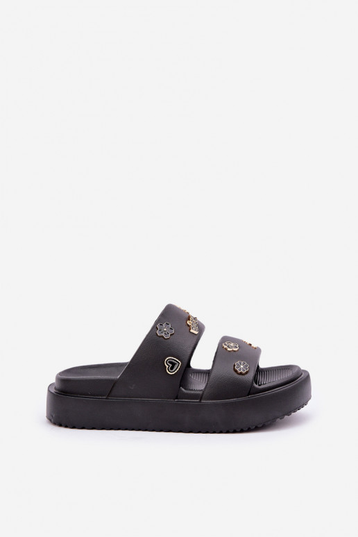 Lengvos šlepetės Moteriškos šlepetės Z Przypinkami juodos spalvos Ravanala