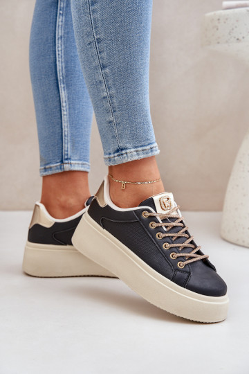 Sneakers modelio batai su platforma Su puošniaisi SznuróĮkami juodos spalvos Fonetha 2