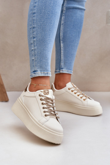 Sneakers modelio batai su platforma Su puošniaisi SznuróĮkami smėlio spalvos Fonetha 2