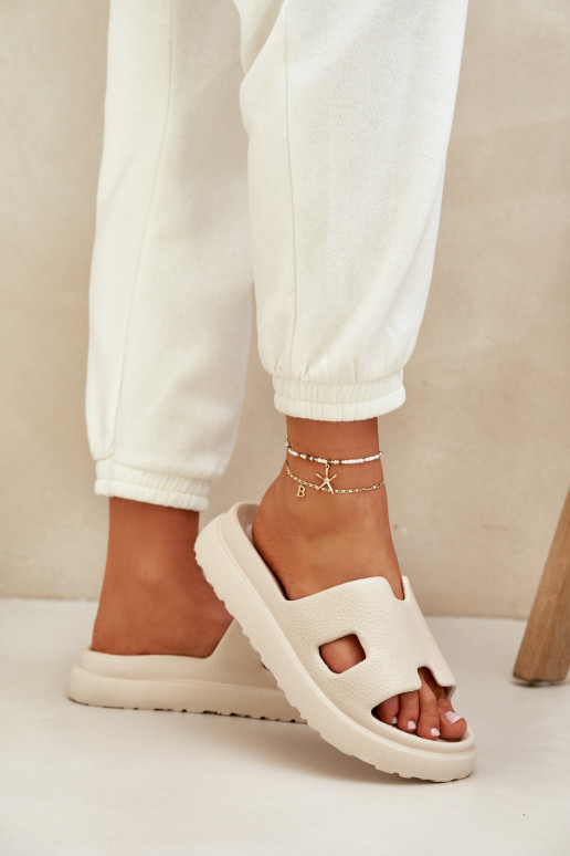 Lengvos šlepetės Šlepetės Su išpjovomis dramblio kaulo spalvos Neladith