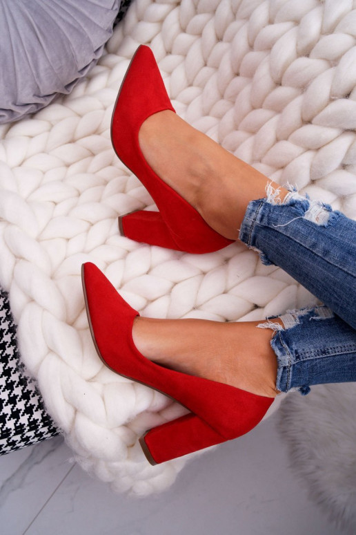 Zomšiniai aukštakulniai bateliai raudonos spalvos Florena