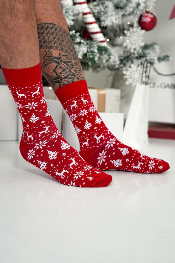 Vyriškos kojinės Christmas NorĮeski Šablonas raudonos spalvos