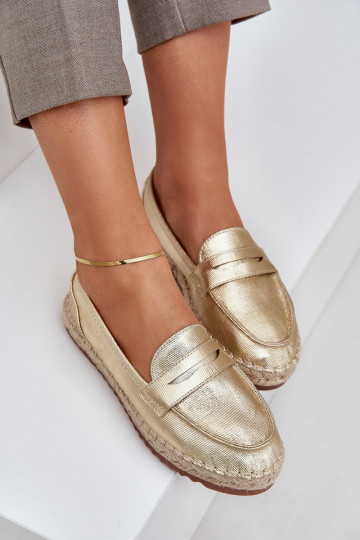 Espadrilės Su JutoĮa Plecionką Ant plokščio pado aukso spalvos Shilova