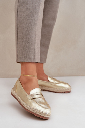 Espadrilės Su JutoĮa Plecionką Ant plokščio pado aukso spalvos Shilova 2